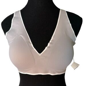 LUCKY BRAND New Wireless Ribbed Lightweight Bra Triangle Cup Taupe Grey Size XL